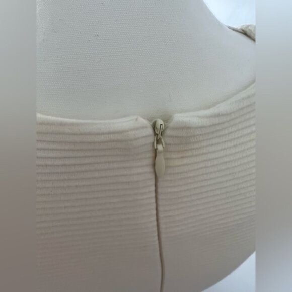 SANDRO Ivory Knit Fit & Flare Dress With Lace Mid Detail Size 1 | US Small - Picture 6 of 11